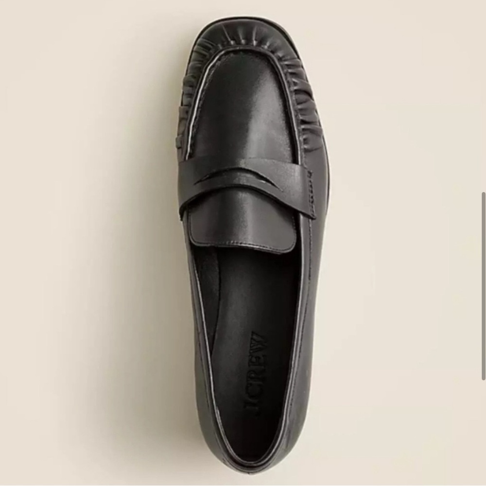 Brand New In Box J.Crew Black Ruched Leather Slip-On Loafers - Picture 4 of 8